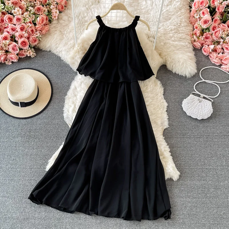 A line chiffon off shoulder dress fashion dress  601